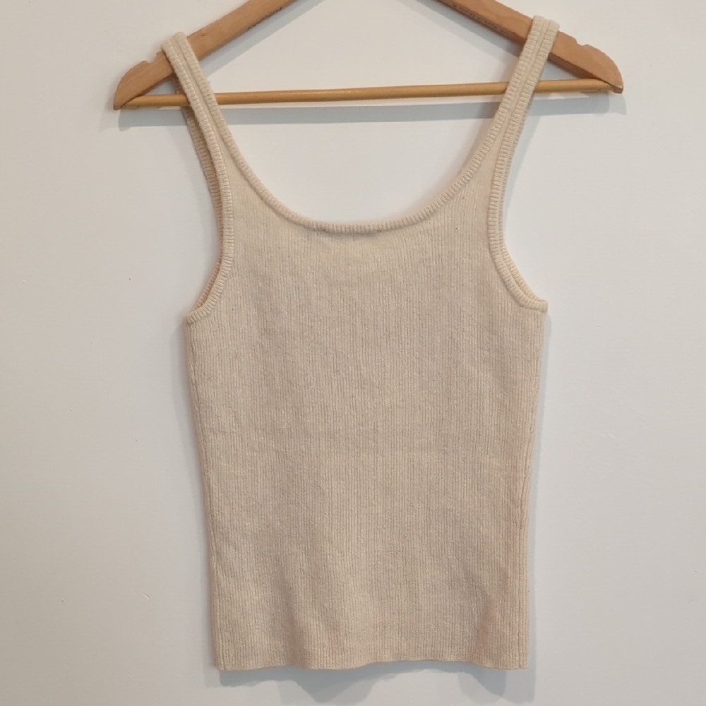 Vintage The Limited Ivory Cashmere Ribbed Knit Tank Top - Picture 4 of 9